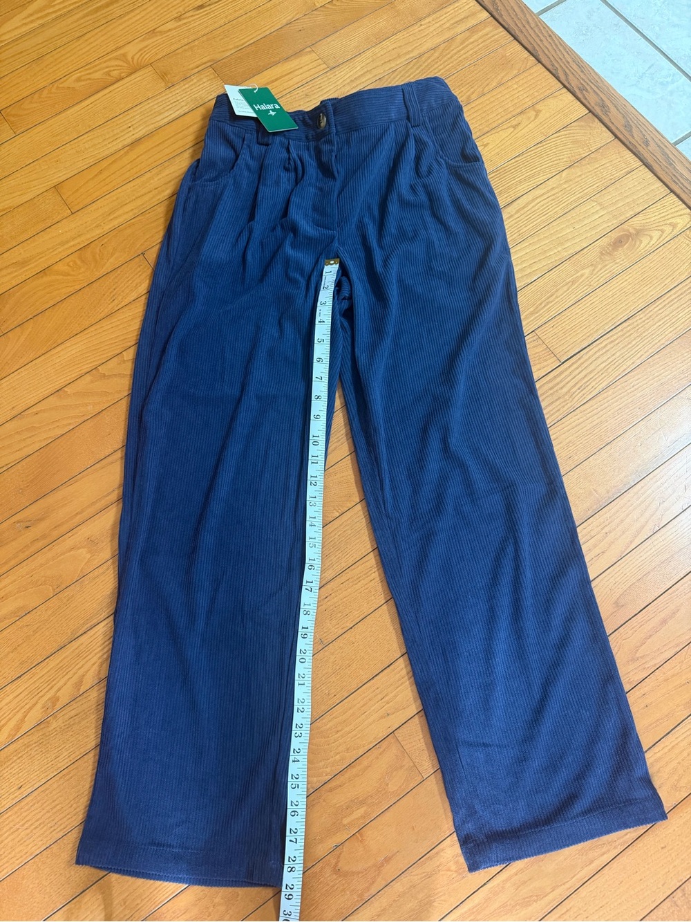 HALARA Women's Navy Corduroy Wide-Leg Pants medium NWT